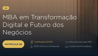 PUC abre inscrições para MBA em Transformação Digital e Futuro dos Negócios PUC abre inscrições para MBA em Transformação Digital e Futuro dos Negócios