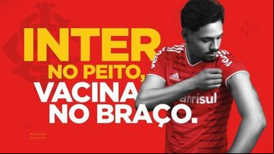'Inter no peito, vacina no braço' é a nova campanha do clube para novos sócios 'Inter no peito, vacina no braço' é a nova campanha do clube para novos sócios